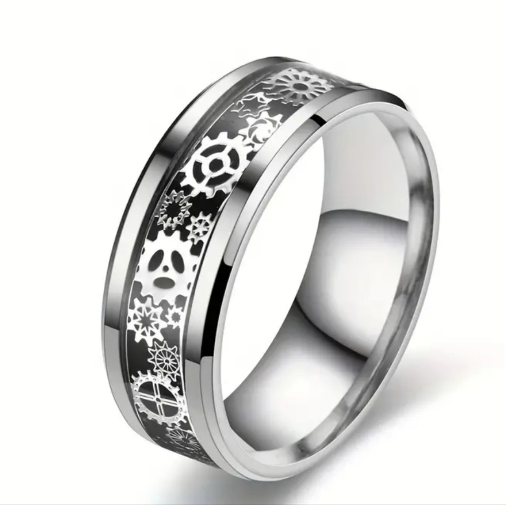 Stainless steel 8mm Steam punk gears ring choose color ask me 4 your siz…